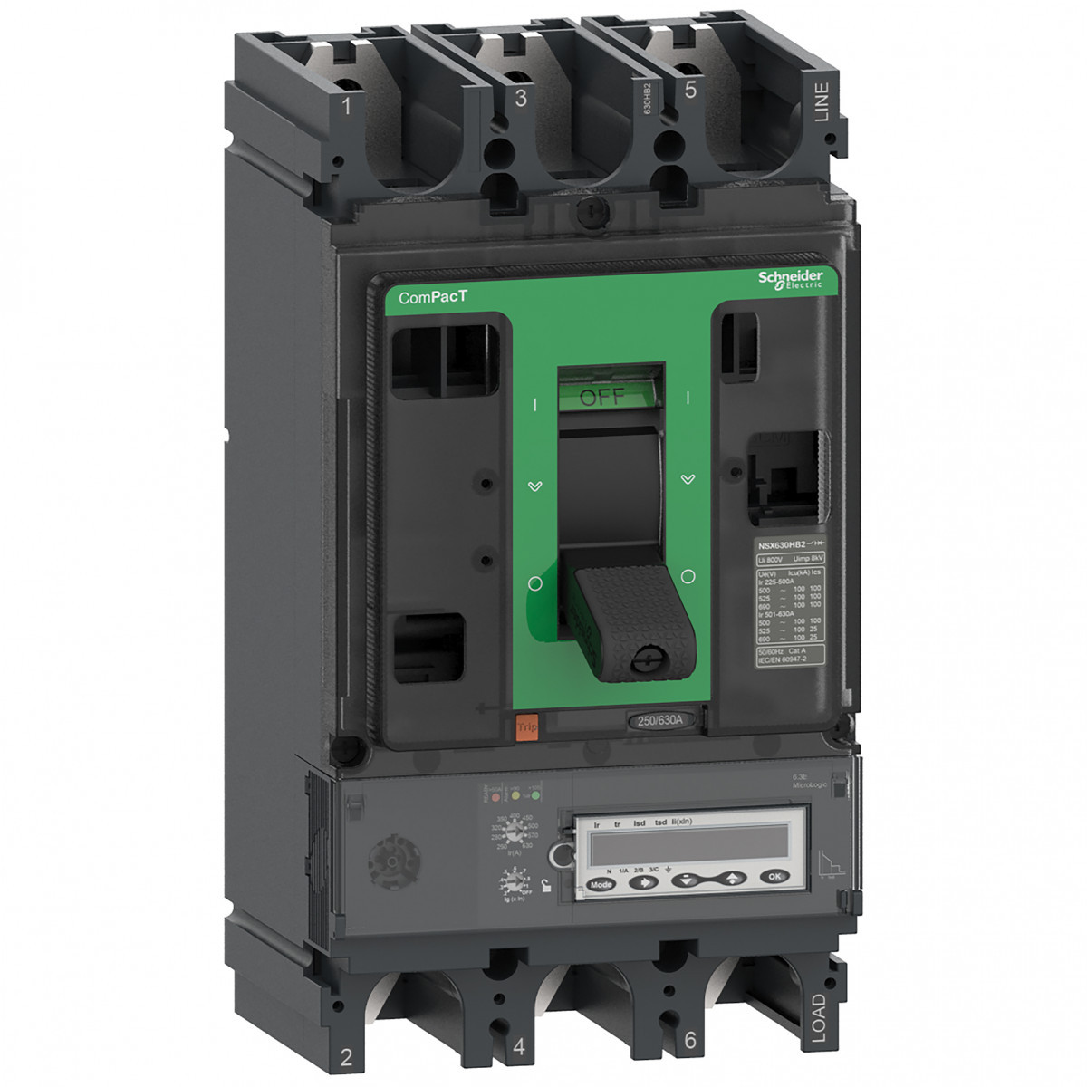 Schneider Electric ComPacT NSX, new generation Compact - vermogenschakelaar - NSX630HB2 - 100ka - ac - 3P - 500a - 6.
