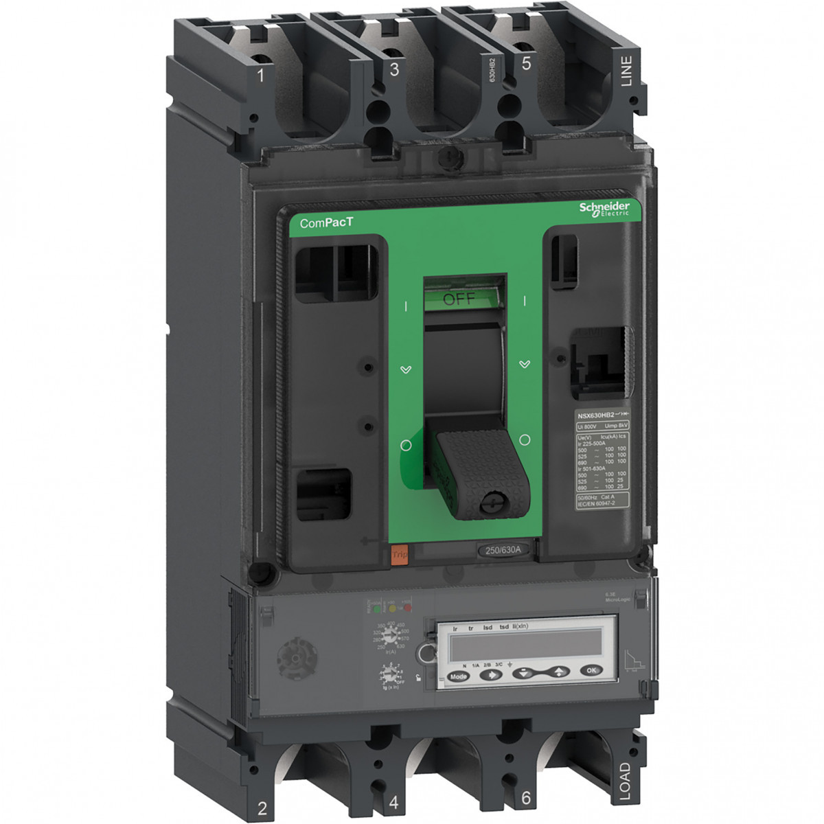 Schneider Electric ComPacT NSX, new generation Compact - vermogenschakelaar - NSX630HB2 - 100ka - ac - 3P - 630a - 6.