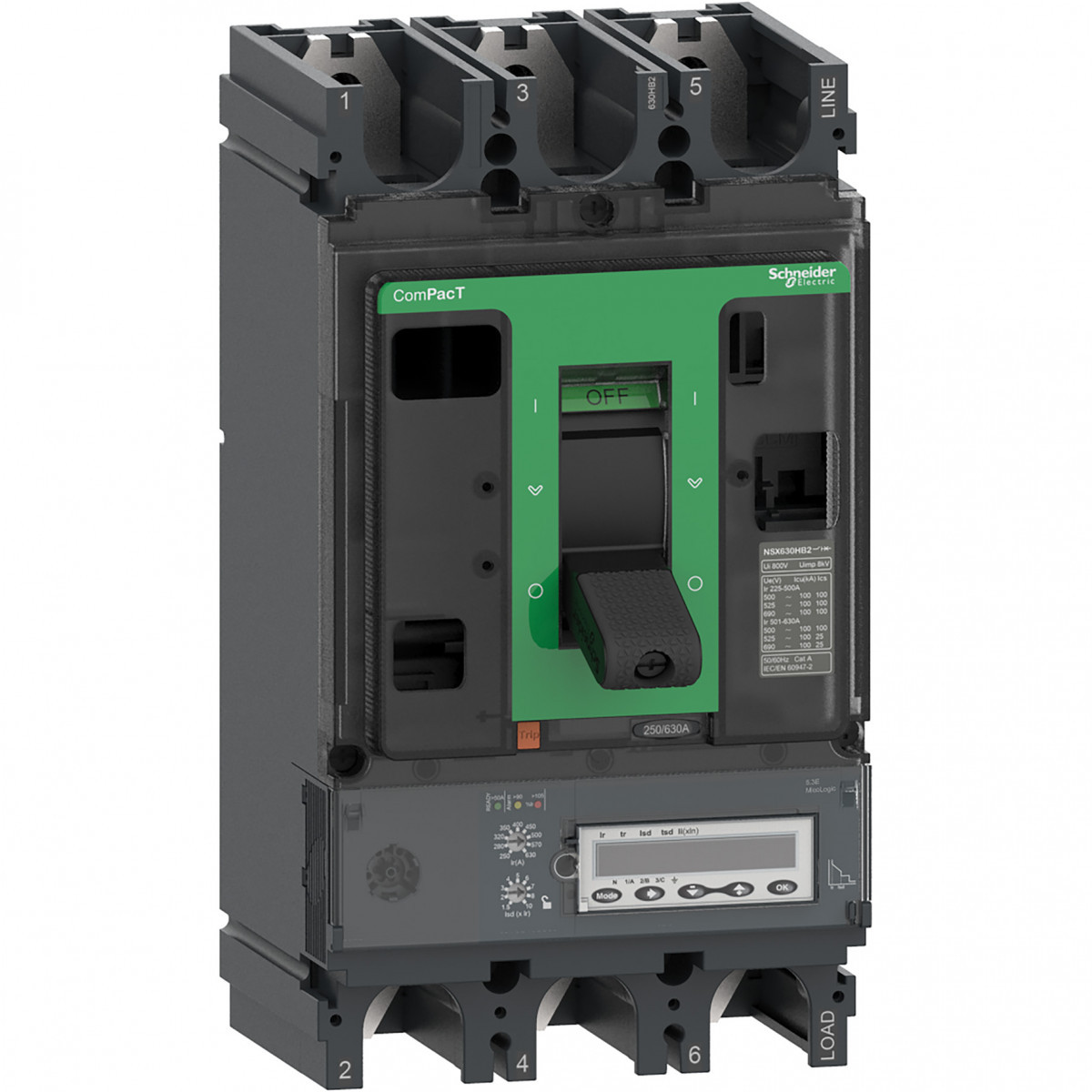 Schneider Electric ComPacT NSX, new generation Compact - vermogenschakelaar - NSX630R - 200ka - ac - 3P - 630a - 5.3e