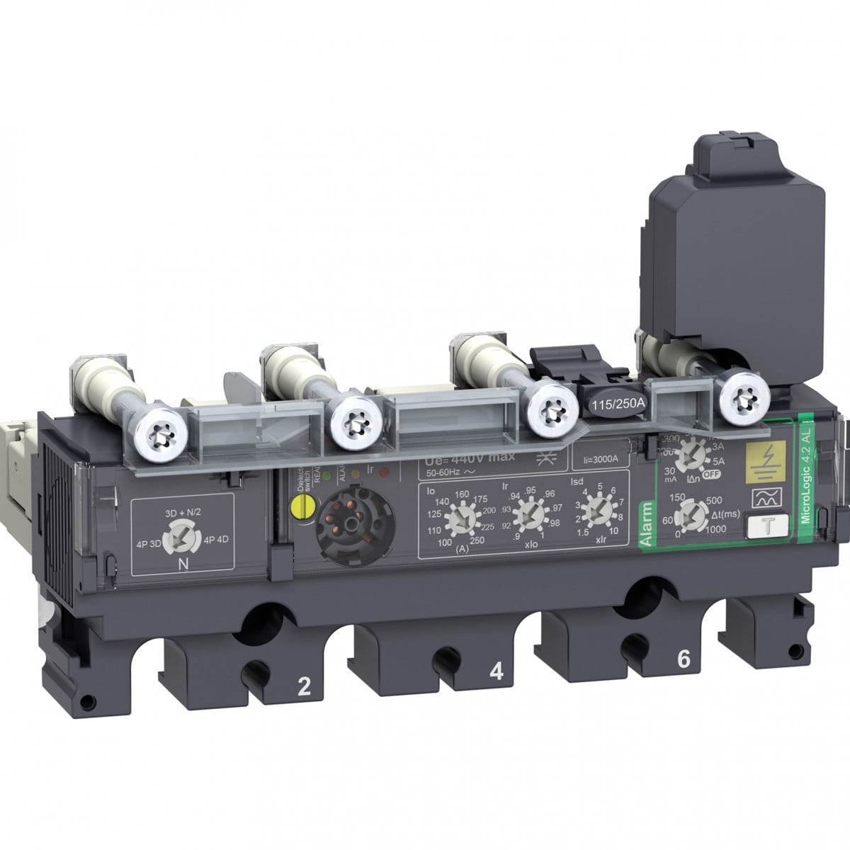 Schneider Electric ComPacT NSX, new generation Compact - trip unit - NSX250 - ac - 4P4D - 250a - 4.2al