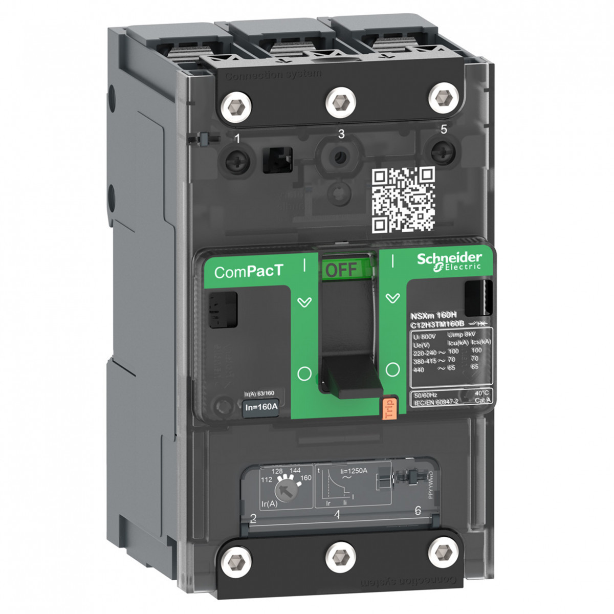 Schneider Electric ComPacT NSXm, new generation Compact - vermogenschakelaar - NSXM160F - 36ka - ac - 3P - 80a - TMD -