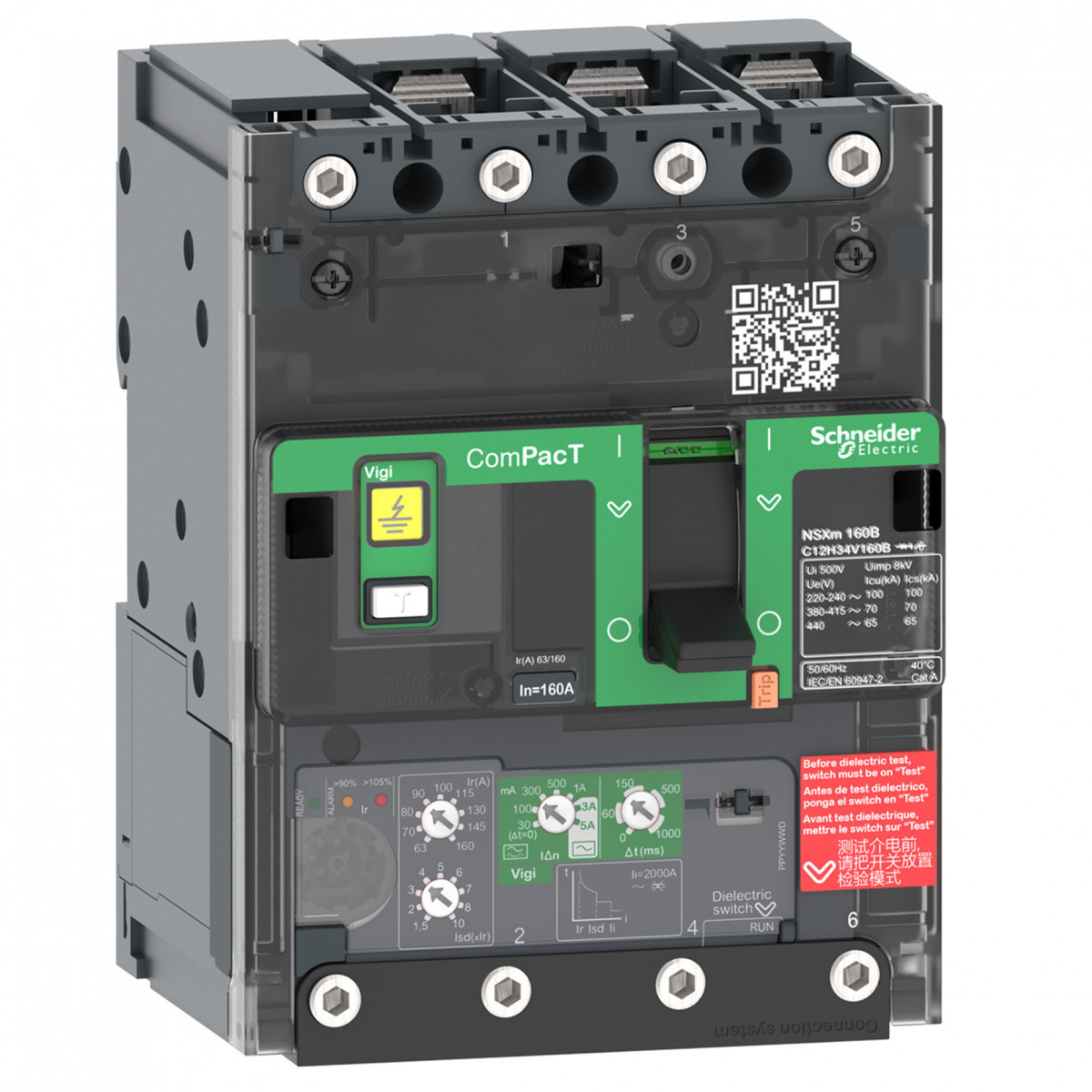 Schneider Electric ComPacT NSXm, new generation Compact - vermogenschakelaar - NSXM160N - 50ka - ac - 3P - 100a - 4.1