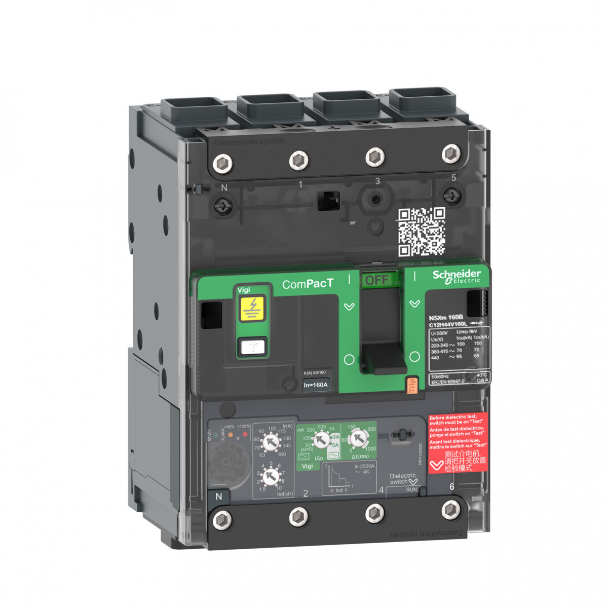 Schneider Electric ComPacT NSXm, new generation Compact - vermogenschakelaar - NSXM160N - 50ka - ac - 4P - 100a - 4.1