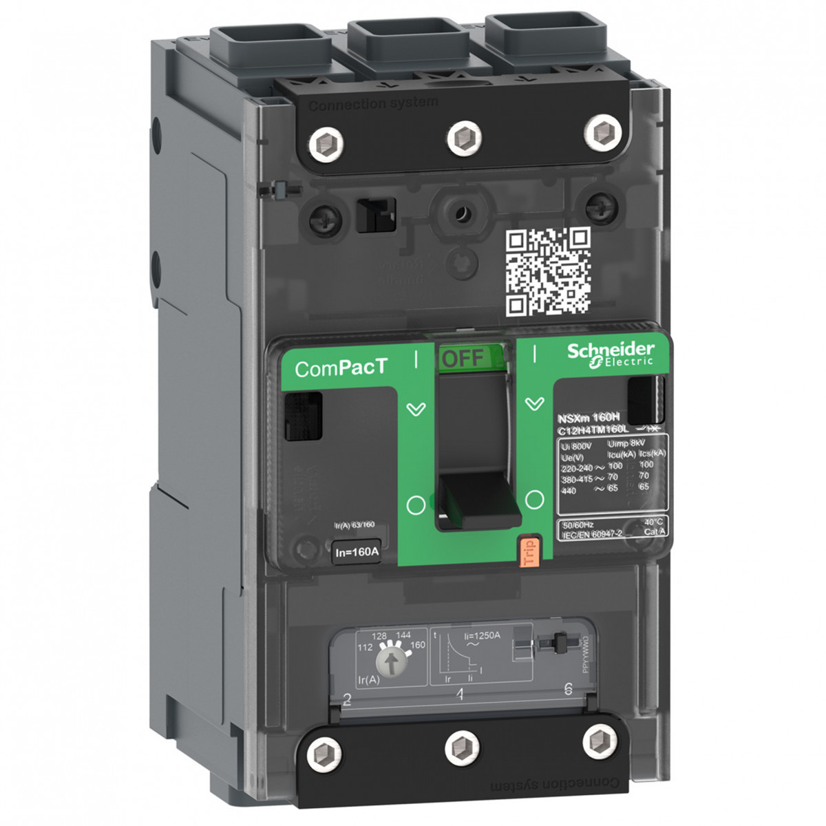 Schneider Electric ComPacT NSXm, new generation Compact - vermogenschakelaar - NSXM160H - 70ka - ac - 3P - 160a - TMD