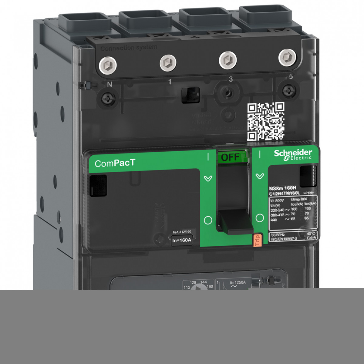 Schneider Electric ComPacT NSXm, new generation Compact - vermogenschakelaar - NSXM160H - 70ka - ac - 4P4D - 125a - TM
