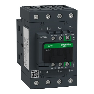 Schneider Electric contactor tesys deca 4P 80a 440V ac1 48-130V acdc spoel everlink BTR S