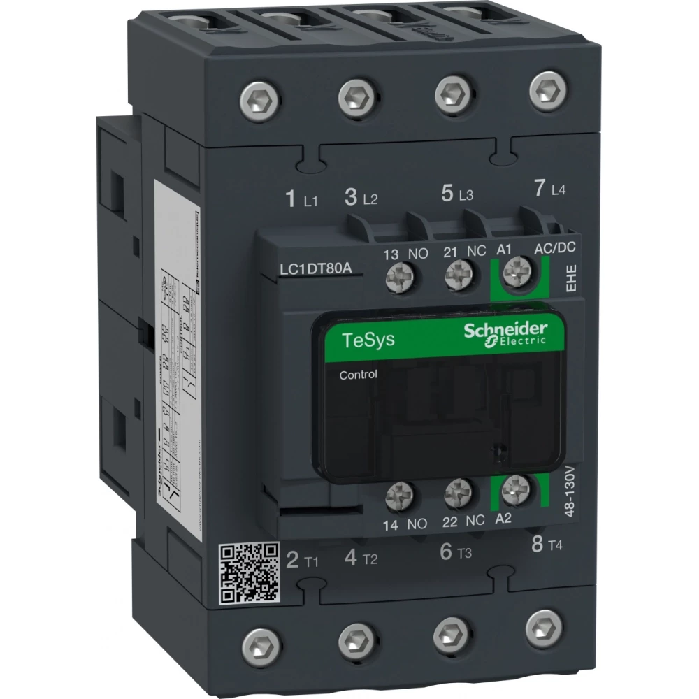 Schneider Electric contactor tesys deca 4P 80a 440V ac1 48-130V acdc spoel everlink BTR S