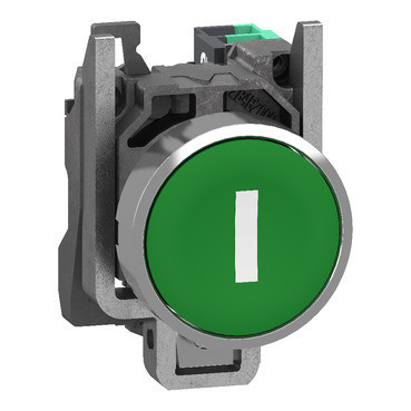 Schneider Electric drukknop harmony XB4 metaal vlak groen 22MM veerretour wit gema