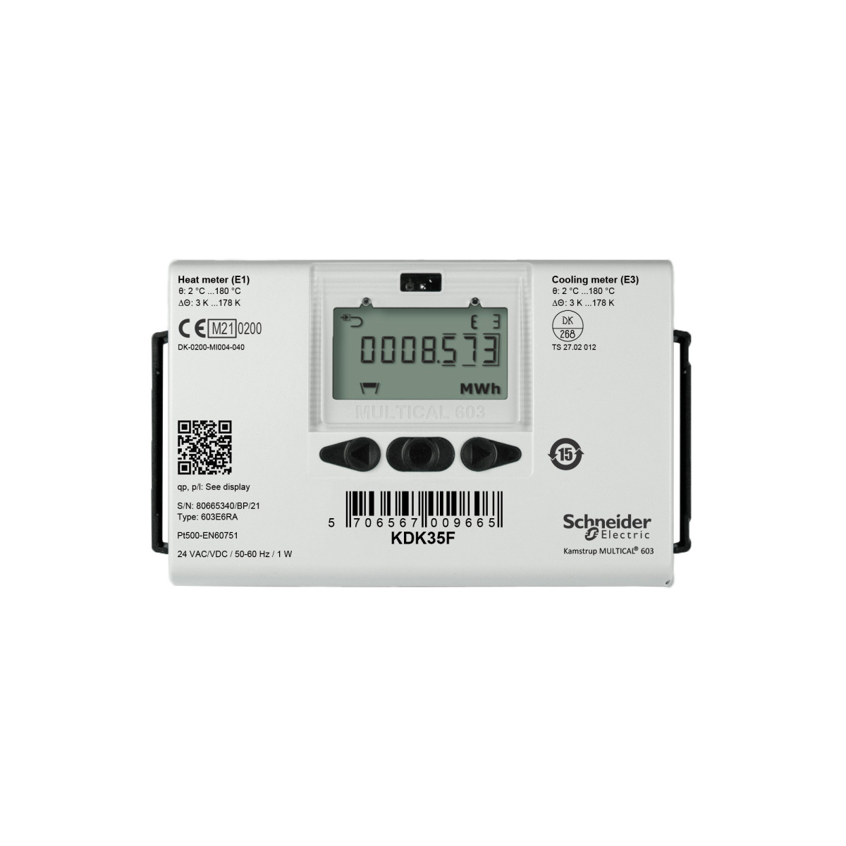 Schneider Electric Flow Meters KD Series verwarming en koeling meter, DN50 flanged roestvrij staal, 1