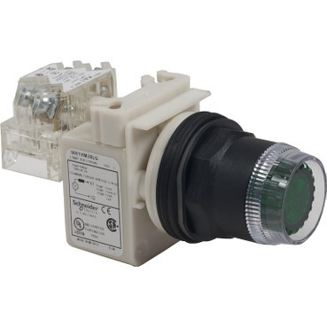 Schneider Electric Harmony 9001SK Harmony 9001S - drukknop - verlicht - Ø30MM - 600V ac - 10a - groen /
