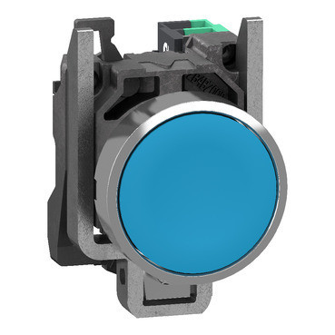 Schneider Electric Harmony XB4 Drukknop, harmony XB4, metaal, vlak, blauw, 22MM, veerretour, ongemark
