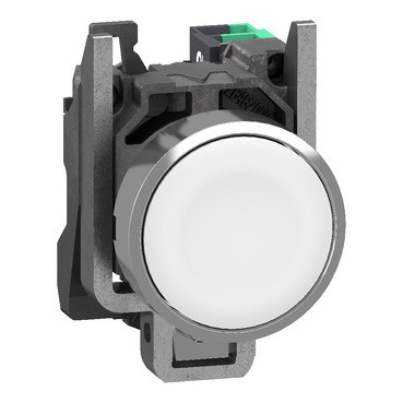 Schneider Electric Harmony XB4 Drukknop, harmony XB4, metaal, vlak, wit, 22MM, veerretour, ongemarkee