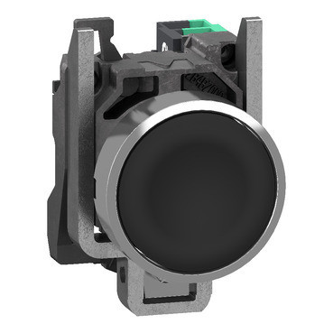 Schneider Electric Harmony XB4 Drukknop, harmony XB4, metaal, vlak, zwart, 22MM, veerretour, ongemark