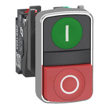 Schneider Electric Harmony XB4 Dubbele Drukknop, harmony XB4, metaal, 22MM, 1 groene vlakke gemerkte