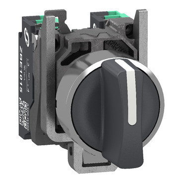 Schneider Electric Harmony XB4 Keuzeschakelaar, harmony XB4, metaal, zwart, 22MM, 3 standen, vast, 2