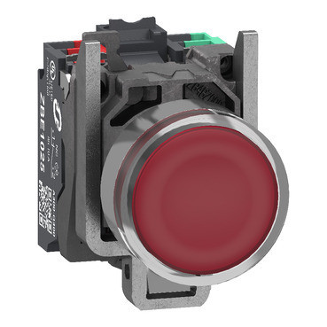 Schneider Electric Harmony XB4 Verlichte Drukknop, harmony XB4, metaal, rood vlak, 22MM, universele L
