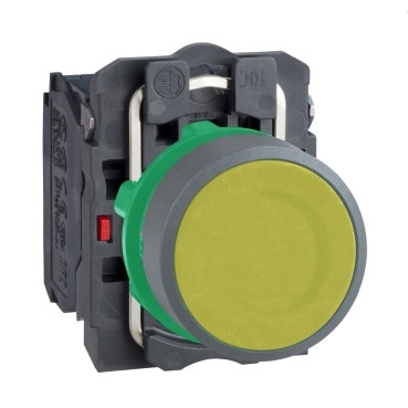 Schneider Electric Harmony XB5 Yellow Flush pushbutton 1no 1NC screw clamp CP grey