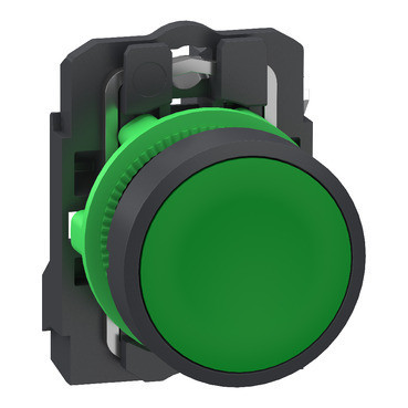 Schneider Electric Harmony XB5 Drukknop, harmony XB5, grijs plastic, vlak, groen, 22MM, veerretour, O