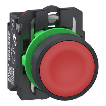 Schneider Electric Harmony XB5 Drukknop, harmony XB5, grijs plastic, vlak, rood, 22MM, veerretour, on