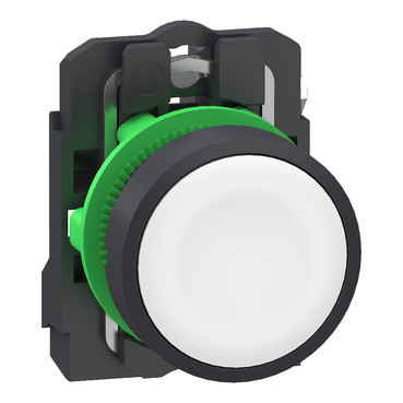 Schneider Electric Harmony XB5 Drukknop, harmony XB5, grijs plastic, vlak, wit, 22MM, veerteruggang,