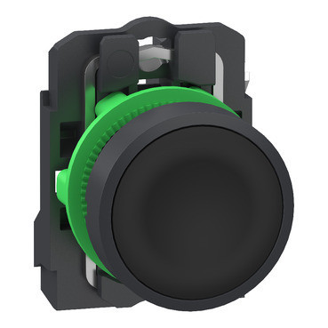 Schneider Electric Harmony XB5 Drukknop, harmony XB5, grijs plastic, vlak, zwart, 22MM, veerretour, O