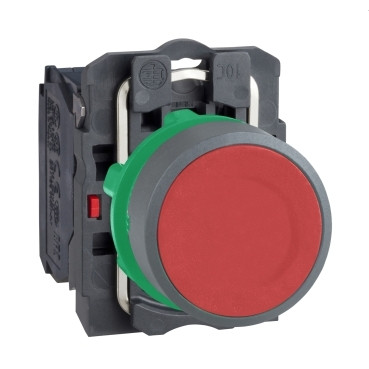Schneider Electric Harmony XB5 Red Flush pushbutton 1NC screw clamp CP grey