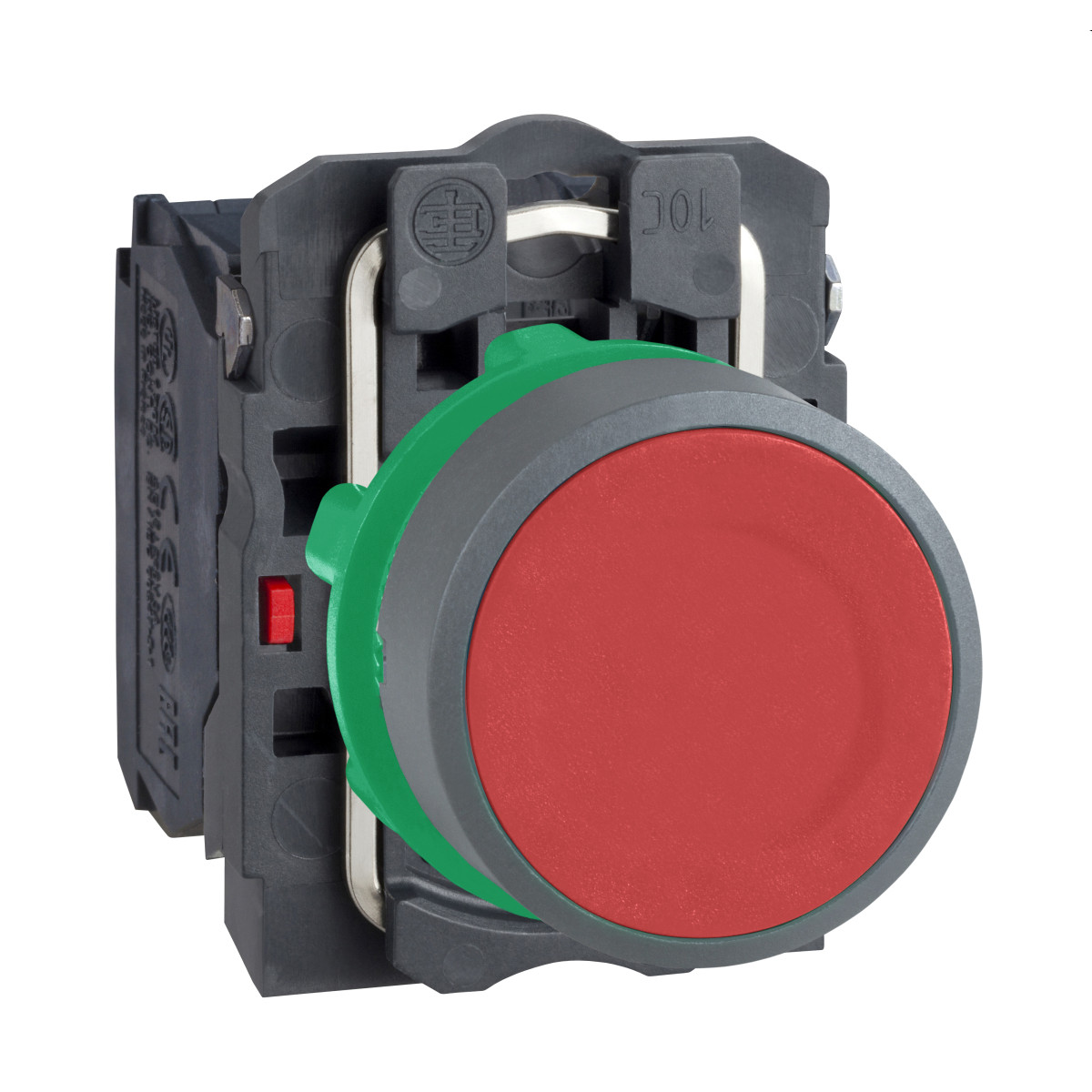 Schneider Electric Harmony XB5 Red Flush pushbutton 1no 1NC screw clamp CP grey