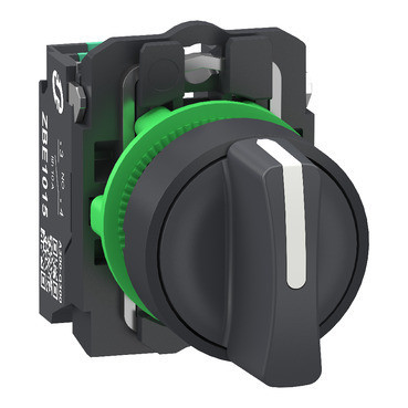 Schneider Electric Harmony XB5 Keuzeschakelaar, harmony XB5, grijs plastic, zwart, 22MM, 3 standen, V