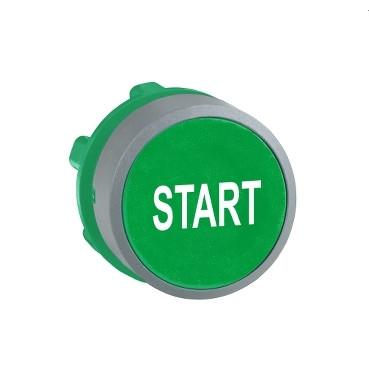 Schneider Electric Harmony XB5 Green Flush pushbutton head white marked "start" CP grey