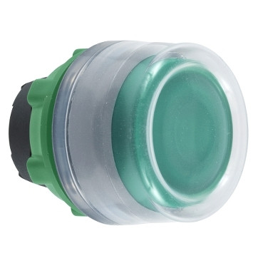 Schneider Electric Harmony XB5 Green Flush pushbutton head with clear boot CP grey