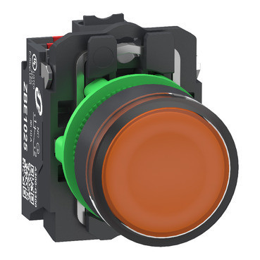 Schneider Electric Harmony XB5 Verlichte Drukknop, harmony XB5, plastic, oranje vlak, 22MM, universel