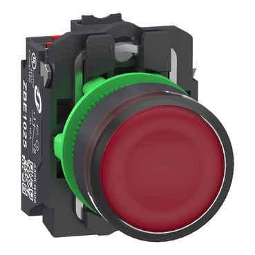 Schneider Electric Harmony XB5 Verlichte Drukknop, harmony XB5, plastic, rood vlak, 22MM, universele
