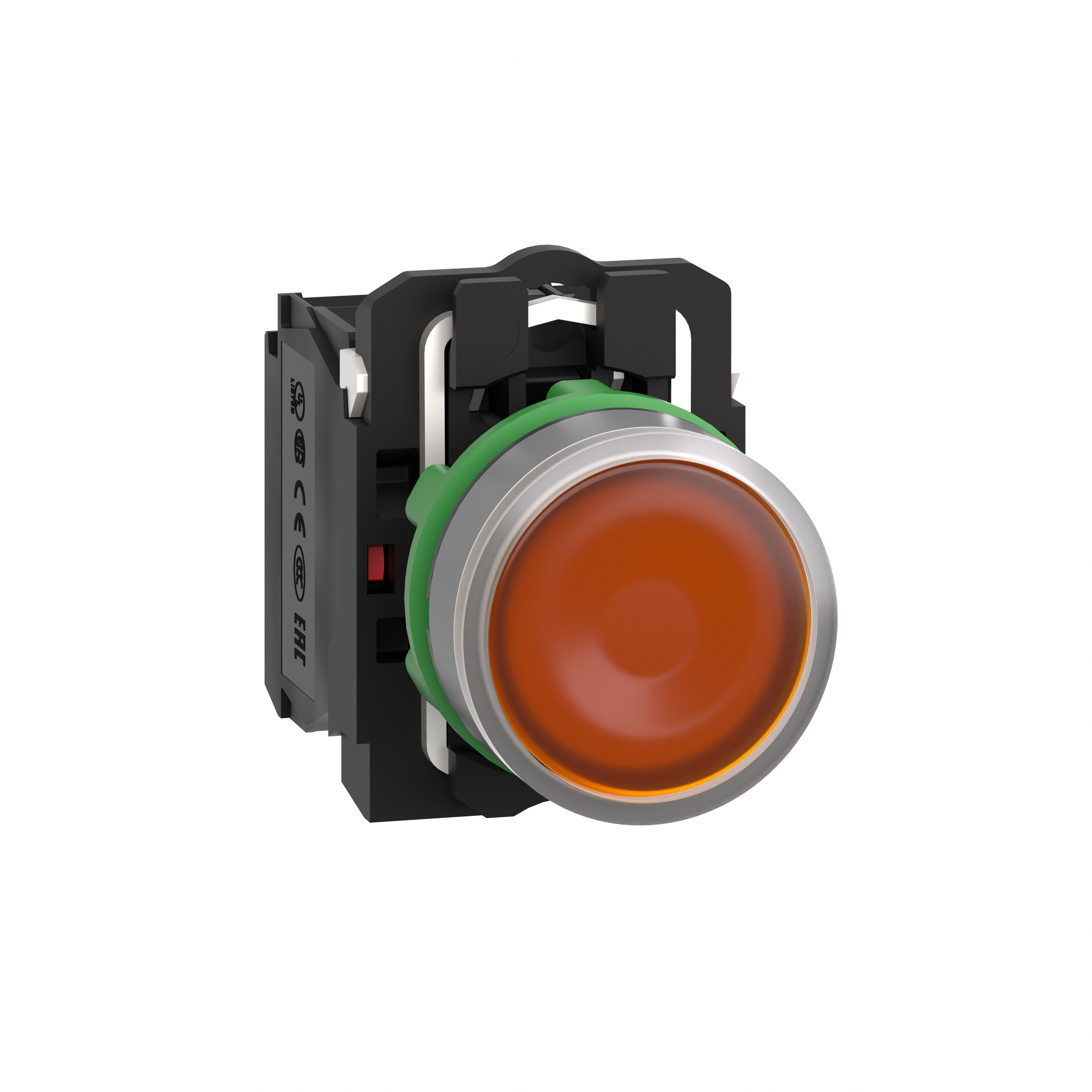 Schneider Electric Harmony XB5 Yellow Flush illum pushbutton with integral led 24V CP grey