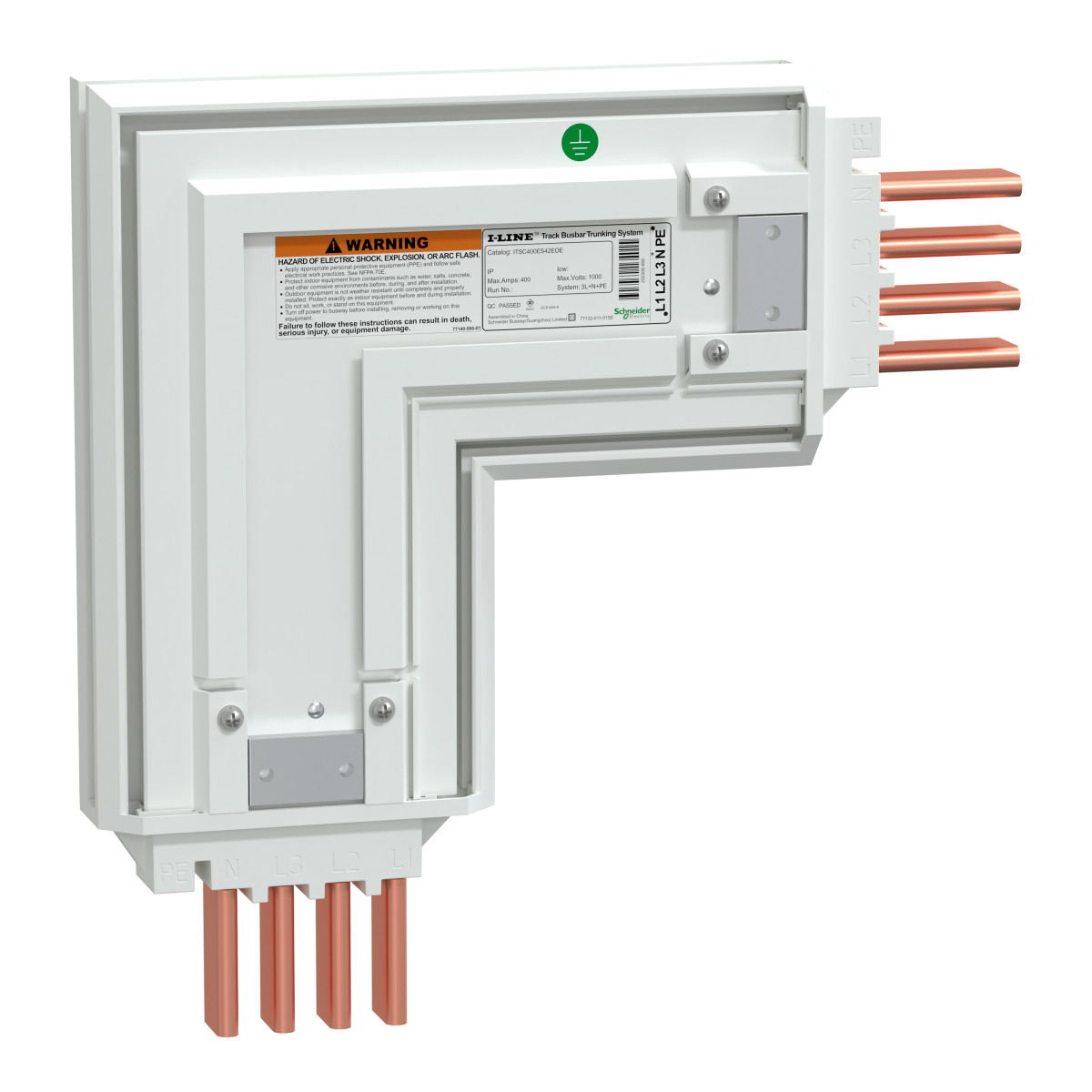 Schneider Electric I-Line Track Elleboog, I-line track, 400a, koper, 3l+n+pe (pe=kast), ip42, vaste le