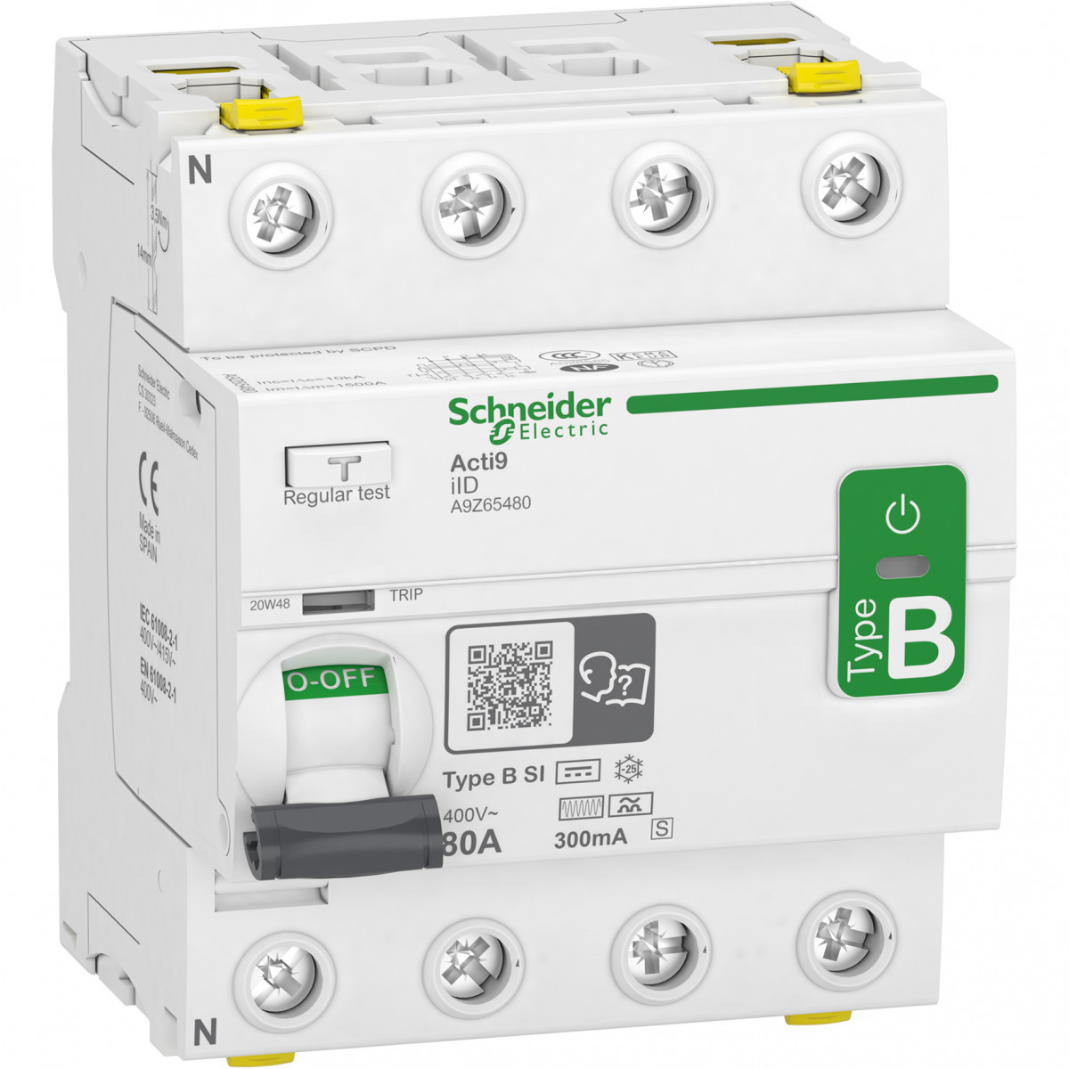 Schneider Electric Acti9 iID Acti 9 - iid - aardlekschakelaar - 4P - 80a - 300ma - S - B-si type