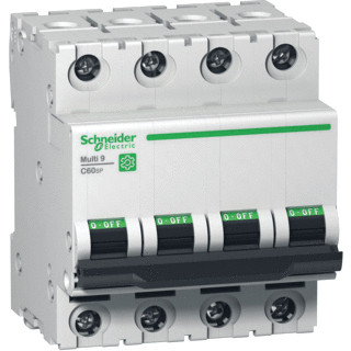 Schneider Electric multi 9 installatieautomaat C karakteristiek 16a 4P 4 beveiligd incl nul 8te