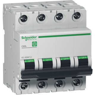 Schneider Electric multi 9 installatieautomaat C karakteristiek 20a 4P 4 beveiligd 4te