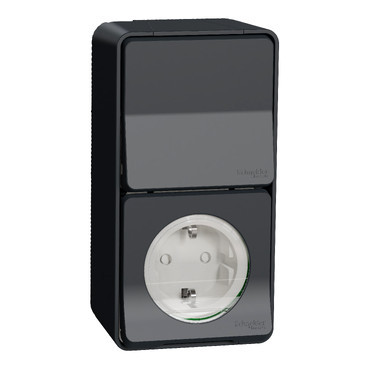 Schneider Electric Mureva Styl Mureva STYL diy - combi wisselschakelaar + WCD - ip55 - grijs / antrac