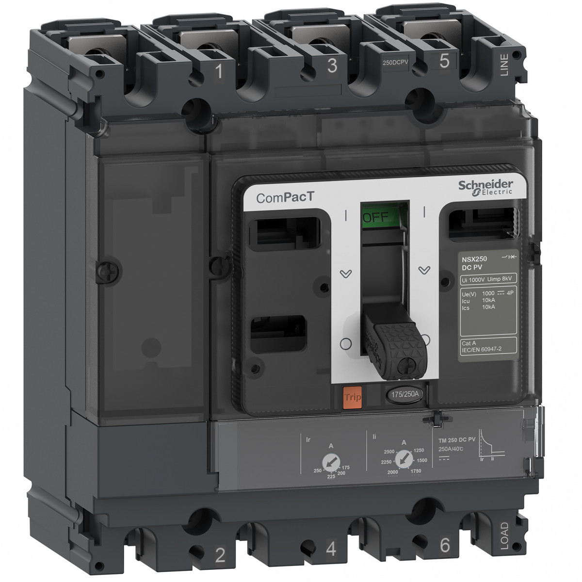 Schneider Electric ComPacT for DC networks, new genera Compact - vermogenschakelaar - NSX100F - 36ka - DCPV - 4P - 80a - TMD