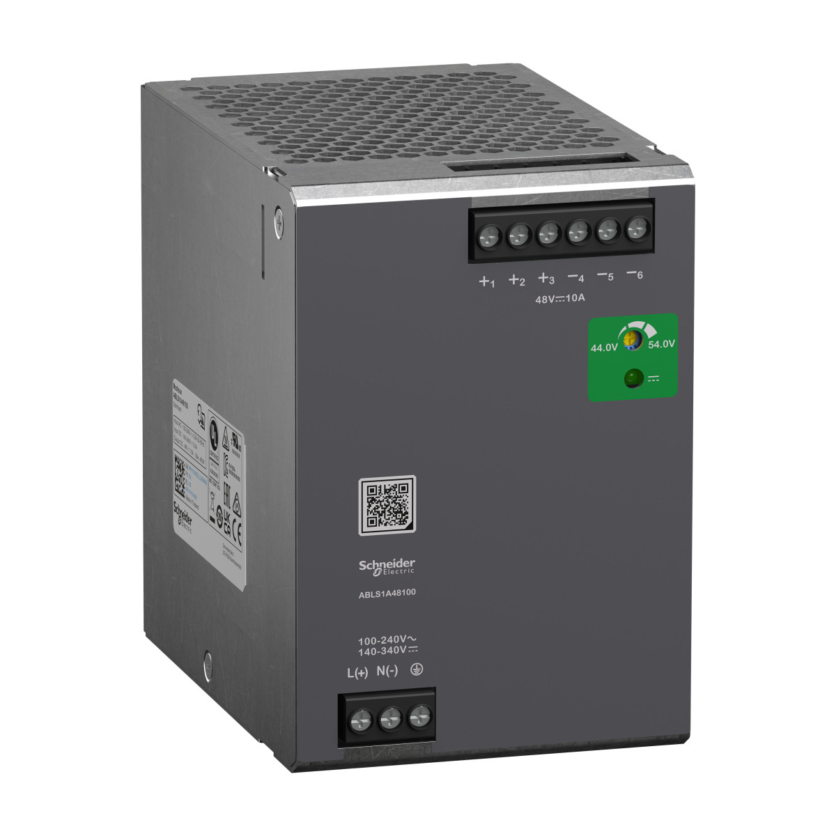 Schneider Electric Power supplies for industrial use, Regulated Power supply, 100-240V ac, 48V 10a, single phase, optimized