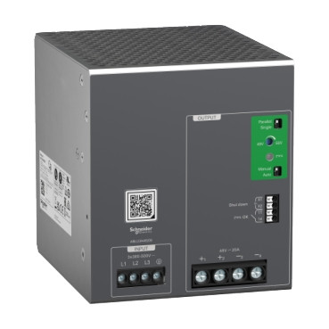 Schneider Electric Power supplies for industrial use, Regulated Power supply, 100-240V ac, 48V 20a, 3 phases, universal