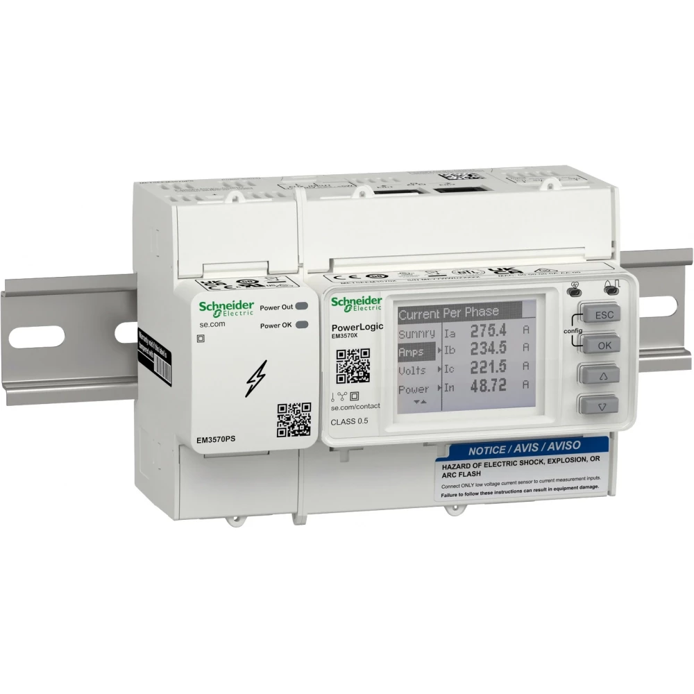Schneider Electric PowerLogic™ EM3000 Energy Meters Powerlogic Em3570-KWH meter-2 X ethernet -din montage-LVCT-met 24 VDC