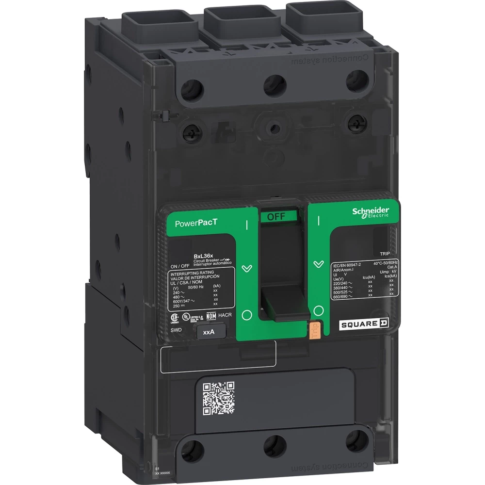 Schneider Electric PowerPact B-Frame Molded Case Circu Circuit Breaker, powerpact B, 30a, 3 poles, 600Y/347V ac, 14ka at 600Y
