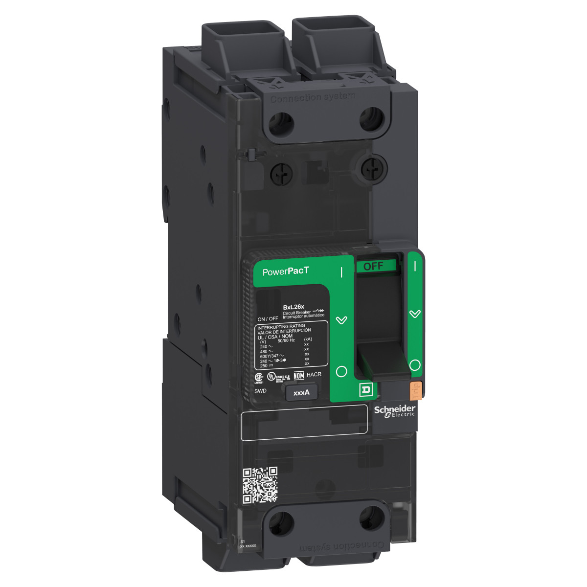 Schneider Electric PowerPact B-Frame Molded Case Circu Circuit Breaker, powerpact B, 80a, 2 poles, 600Y/347V ac, 14ka at 600Y
