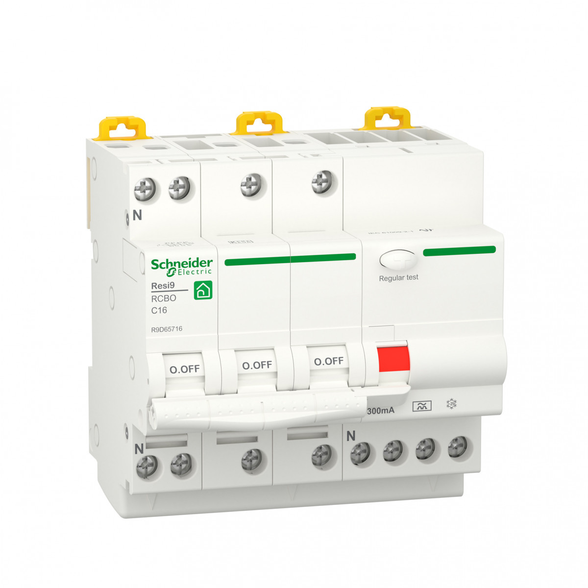 Schneider Electric Resi9 Protection Resi9 - aardlekautomaat - 3P+N - 16a - C-karakteristiek - 6000a - 300M