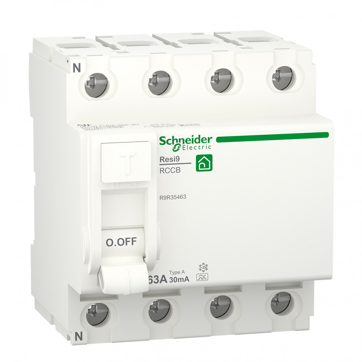 Schneider Electric Resi9 Protection Resi9 - aardlekschakelaar - 4P - 63a - 6000a - 30ma - type A