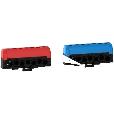 Schneider Electric Resi9 Protection Aansluitblokken, set van 2, fase-nul, rood, blauw, 7 aansluitingen