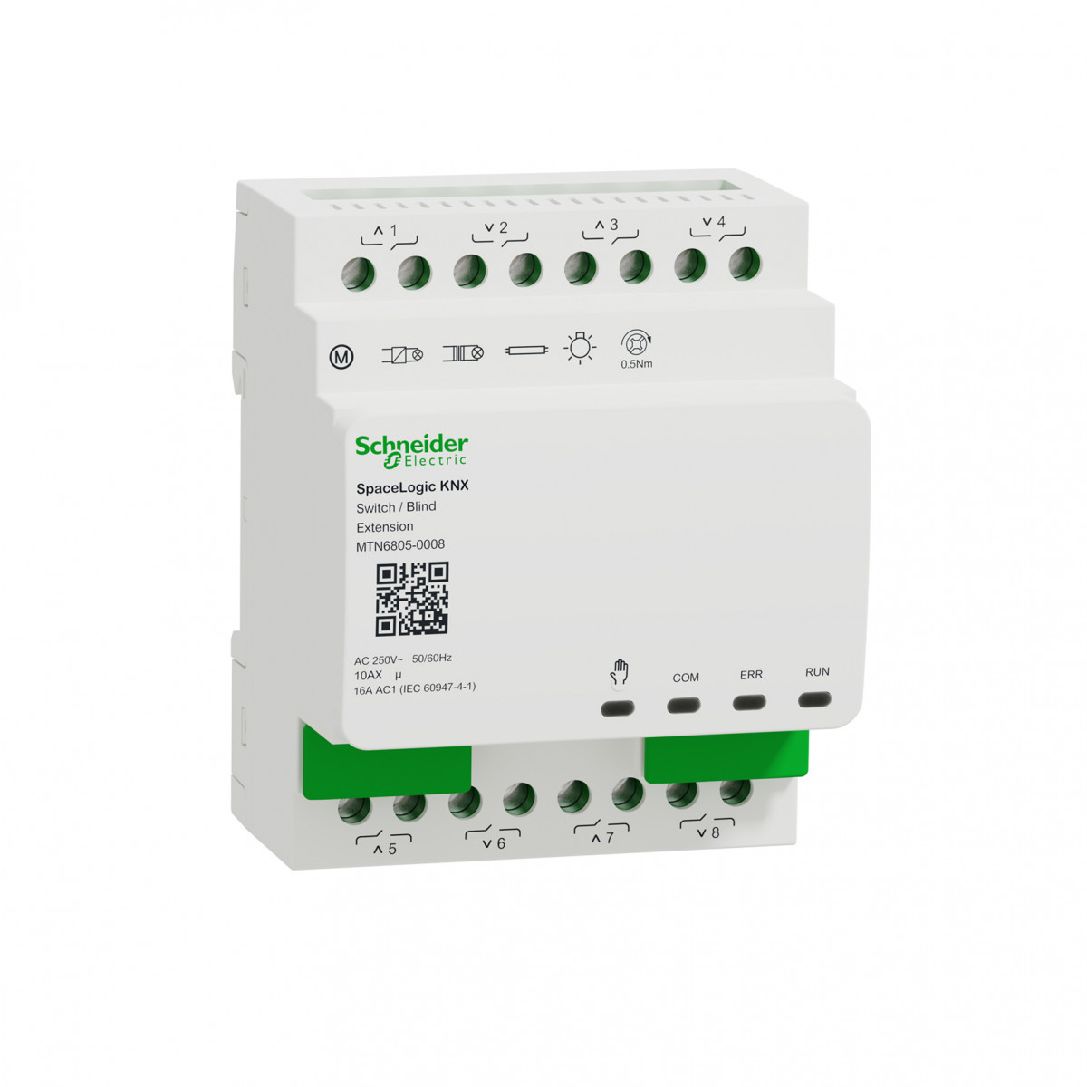 Schneider Electric SpaceLogic KNX Spacelogic KNX schakel en jaloezie exntensie actor 8 kanaals 10ax/16ac