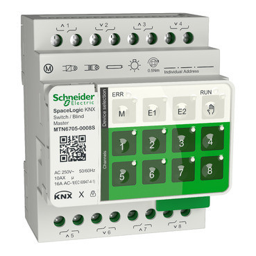 Schneider Electric SpaceLogic KNX Spacelogic KNX secure schakel en jaloezie master actor 8 kanaals 10ax/
