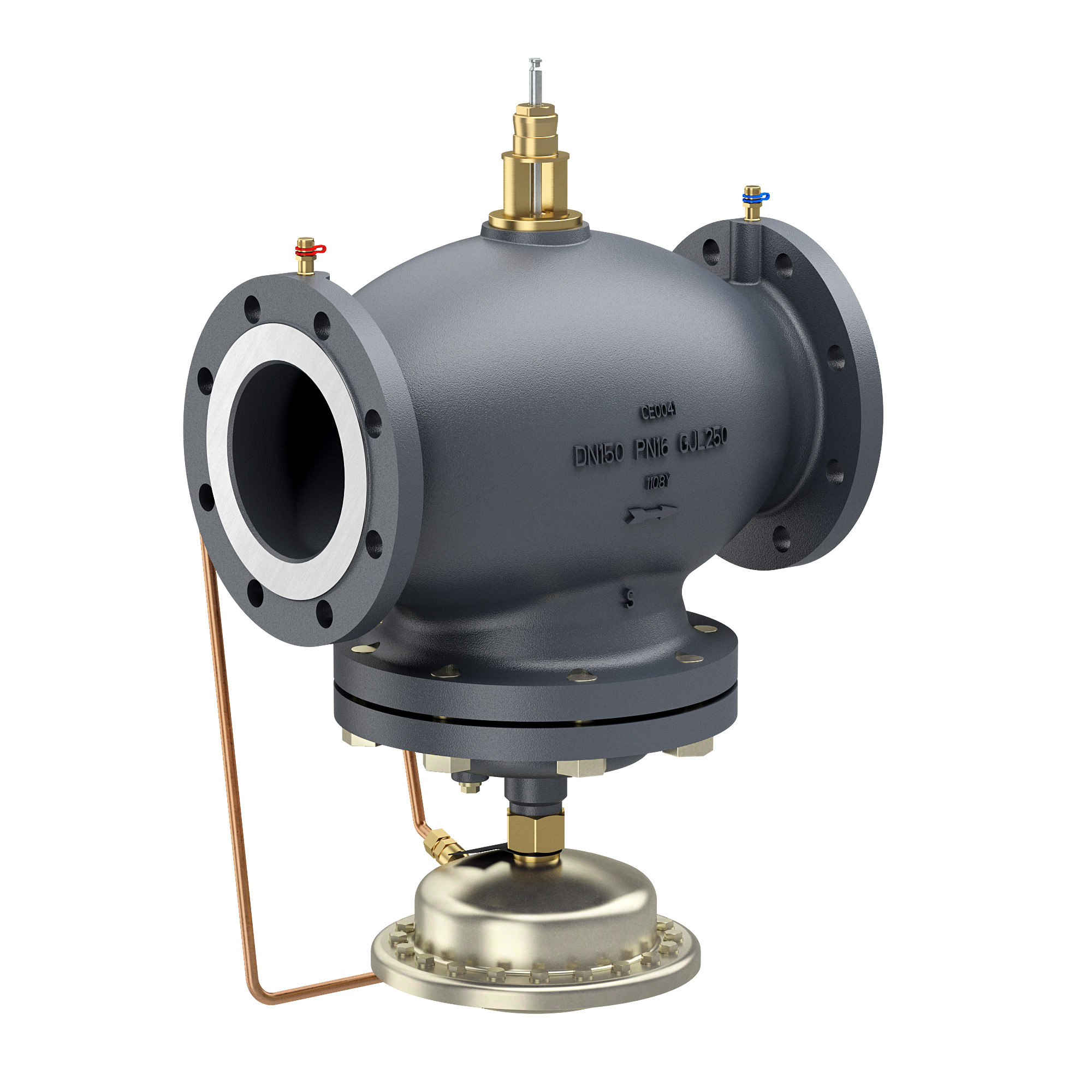 Schneider Electric SpaceLogic PIBCV Valves & Actuators Smartx, pibcv valve, 150 MM, 2-way, flanged, brass, 76 to 190 M3/H, GL